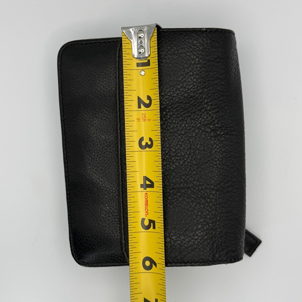 Vintage East West Concept Design Black Leather Wallet Mini Purse No Strap - Picture 9 of 10